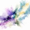 Violet Burst II – violet, teal, yellow watercolour abstract canvas wall art