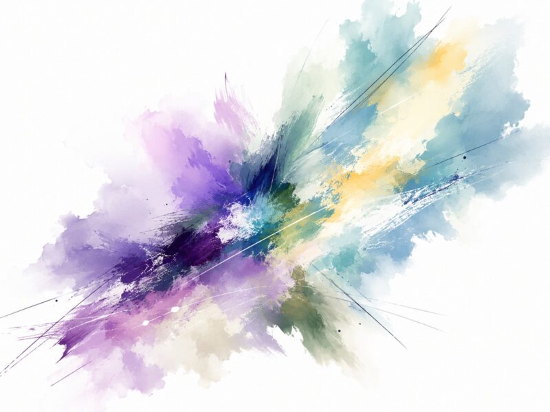 Violet Burst II – violet, teal, yellow watercolour abstract canvas wall art