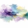 Violet Burst III – violet, teal, yellow watercolour abstract canvas wall art
