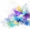 Violet Burst IV – violet, teal, yellow watercolour abstract canvas wall art