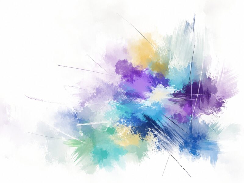 Violet Burst IV – violet, teal, yellow watercolour abstract canvas wall art