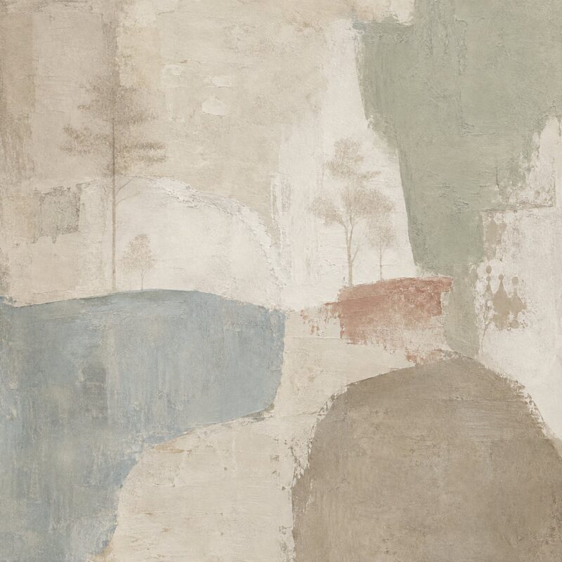 Wabi-Sabi Grove I – stone, sage, clay wabi-sabi abstract canvas wall art