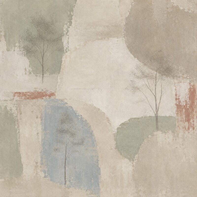 Wabi-Sabi Grove II – stone, sage, clay wabi-sabi abstract canvas wall art