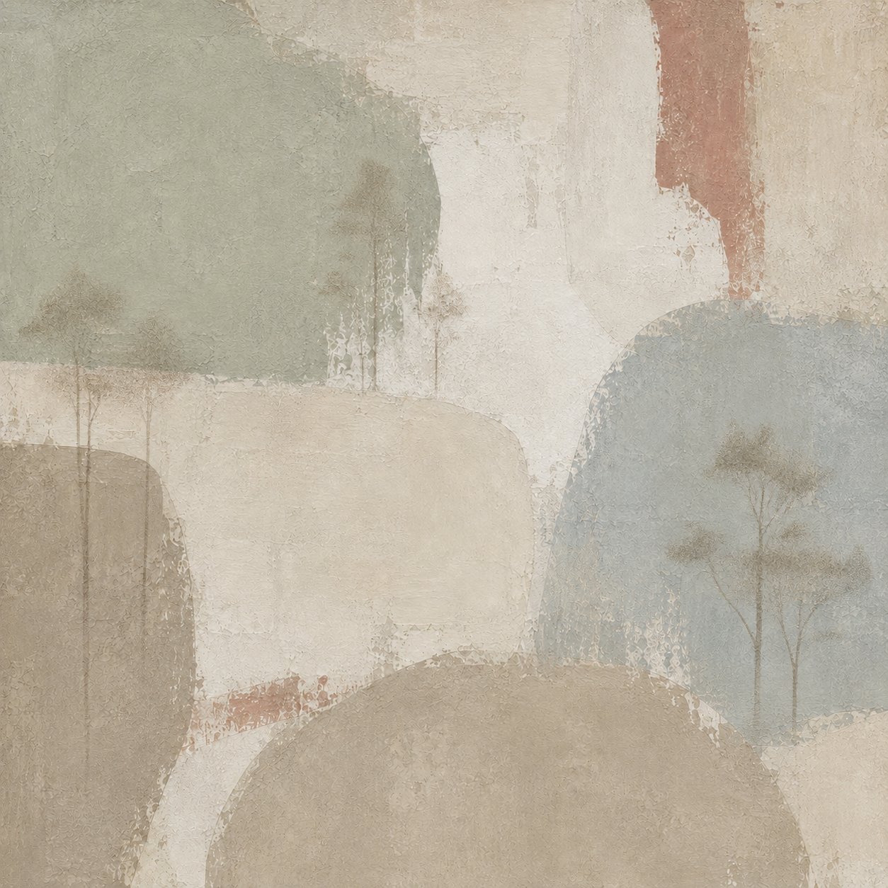 Wabi-Sabi Grove IV – stone, sage, clay wabi-sabi abstract canvas wall art