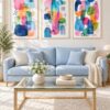 Watercolour Shapes watercolour canvas wall art styled in an interior