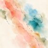 Watercolour Wash II – teal, coral, peach watercolour abstract canvas wall art