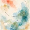Watercolour Wash III – teal, coral, peach watercolour abstract canvas wall art