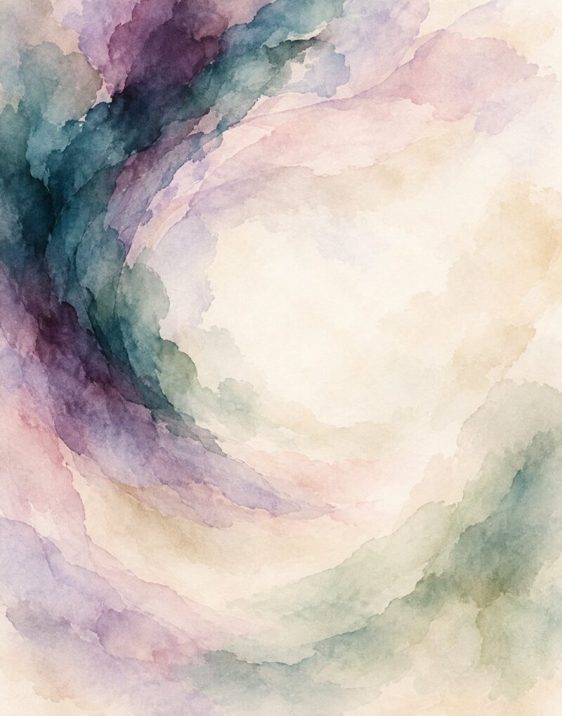 Watercolour Wash Purple II – teal, coral, peach watercolour abstract canvas wall art